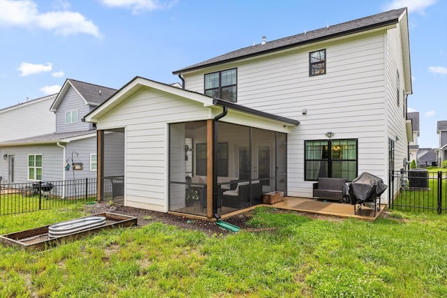 3983 Inlet Loop, Chattanooga, TN 37416 - back of house with a sunroom, a vegetable garden, and central AC unit