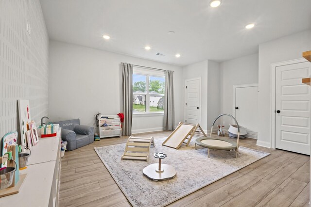 3224 Chase Point Dr, Franklin, TN 37067 - living room featuring light wood-type flooring and recessed lighting