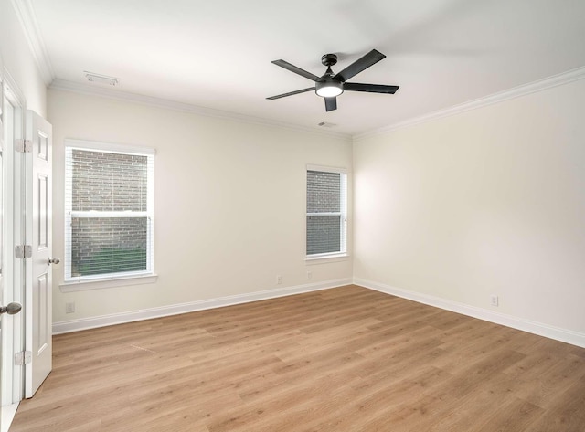 3038 Oxford Glen Dr, Franklin, TN 37067 - unfurnished room featuring light wood-type flooring, crown molding, ceiling fan, and baseboards