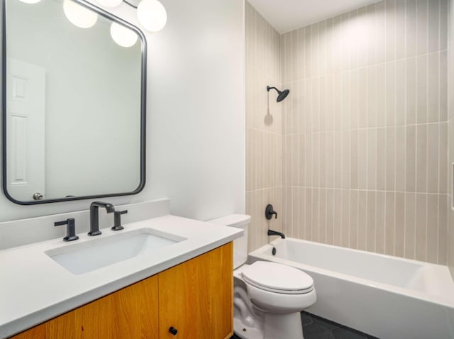 3038 Oxford Glen Dr, Franklin, TN 37067 - full bath featuring toilet, bathing tub / shower combination, vanity, and tile patterned flooring