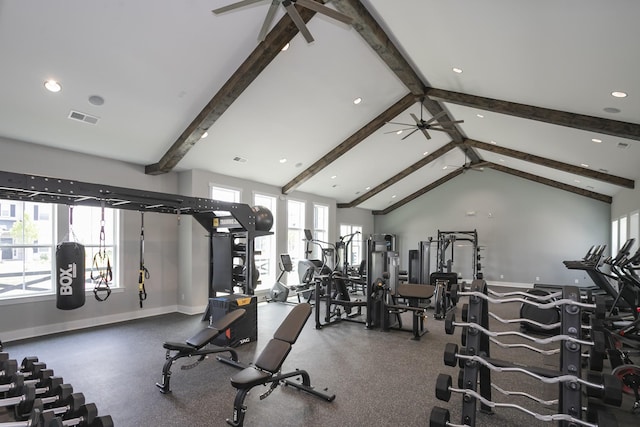 949 Pleasant Ridge Run, Mount Juliet, TN 37122 - gym with ceiling fan, baseboards, and recessed lighting