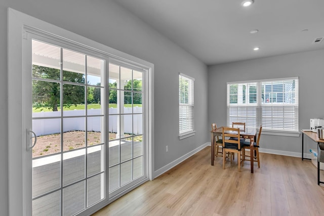 1610 Shenstone Dr, Smyrna, TN 37167 - dining space with baseboards, light wood-style floors, and recessed lighting