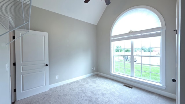 109 Coteswood Ct, Columbia, TN 38401 - carpeted empty room with ceiling fan, baseboards, and lofted ceiling