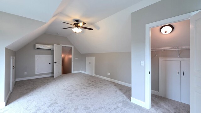109 Coteswood Ct, Columbia, TN 38401 - bonus room with a wall mounted air conditioner, carpet flooring, ceiling fan, vaulted ceiling, and baseboards