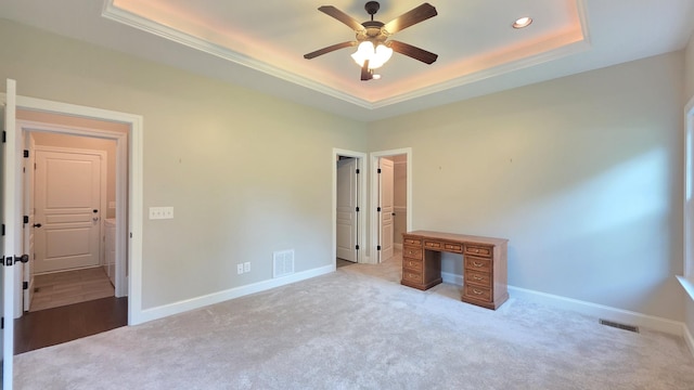 109 Coteswood Ct, Columbia, TN 38401 - unfurnished bedroom with a tray ceiling, carpet flooring, recessed lighting, baseboards, and crown molding