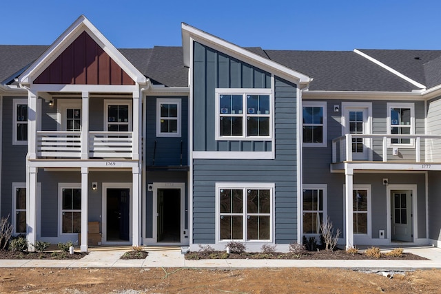 1773 Cotton Way, Chattanooga, TN 37404 - view of front of property with a balcony, board and batten siding, and roof with shingles