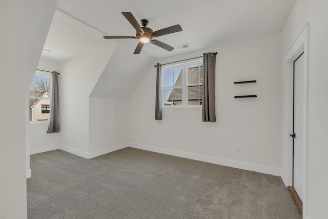 5735 Willoughby Way, Murfreesboro, TN 37129 - additional living space featuring carpet, ceiling fan, baseboards, and lofted ceiling