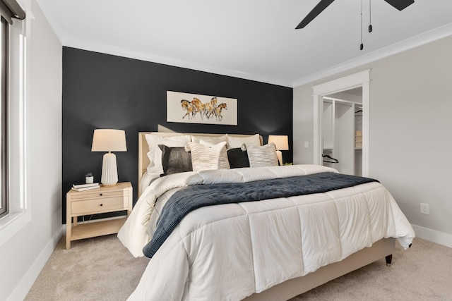 725 N Highland Ave, Murfreesboro, TN 37130 - carpeted bedroom featuring crown molding, ceiling fan, and baseboards