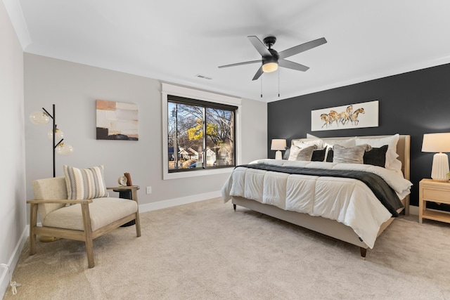 725 N Highland Ave, Murfreesboro, TN 37130 - bedroom with light colored carpet, a ceiling fan, and baseboards