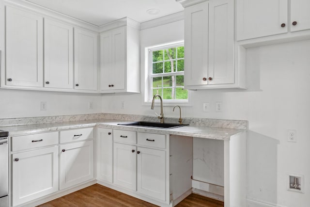 101 Henry Thompson Rd, Taft, TN 38488 - kitchen with a sink, wood finished floors, and white cabinets