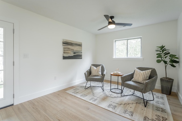 9039 Dallas Hollow Rd, Soddy Daisy, TN 37379 - living area with wood finished floors, baseboards, and a ceiling fan