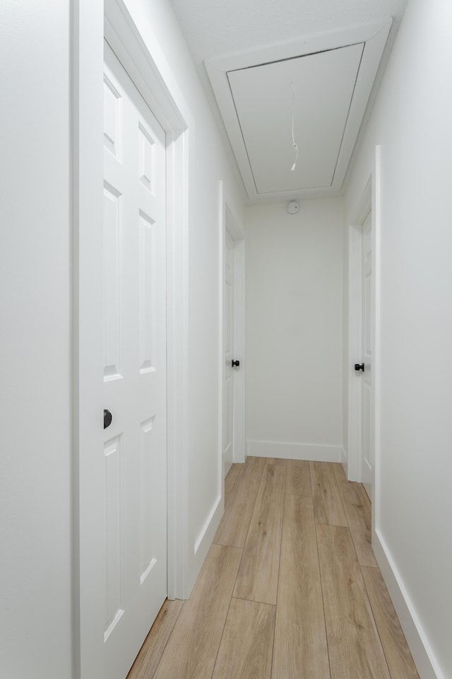 9039 Dallas Hollow Rd, Soddy Daisy, TN 37379 - corridor with attic access, light wood-style flooring, and baseboards