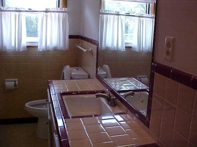 bathroom featuring tile walls, toilet, plenty of natural light, vanity, and wainscoting
