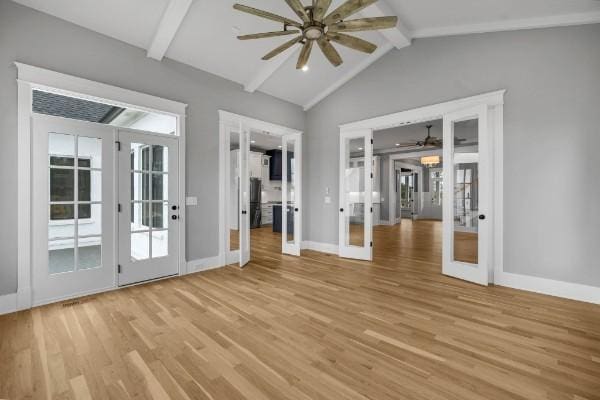 1941 Harmony Rd, Spring Hill, TN 37174 - unfurnished room featuring french doors, a ceiling fan, baseboards, and light wood-style flooring