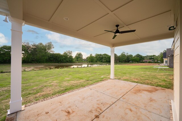 508 Gresham Ln, Murfreesboro, TN 37129 - view of patio / terrace featuring a water view and a ceiling fan