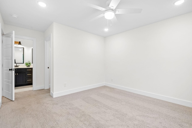 182 Dewberry Ct, Clarksville, TN 37042 - unfurnished room with ceiling fan, light colored carpet, baseboards, recessed lighting, and a smoke detector