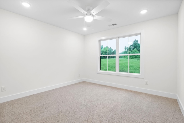 182 Dewberry Ct, Clarksville, TN 37042 - spare room with baseboards, light colored carpet, recessed lighting, and ceiling fan