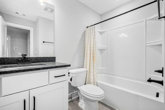 2617 Leawood Ct, Murfreesboro, TN 37128 - bathroom with toilet, vanity, shower / bath combo with shower curtain, and tile patterned floors