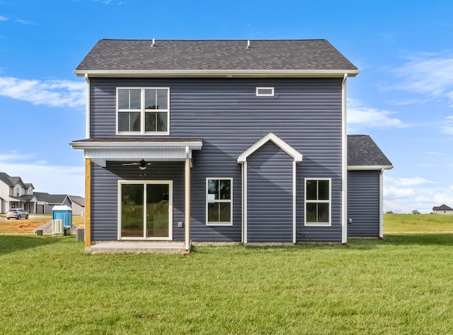 373 Galway Dr, Clarksville, TN 37042 - rear view of house with a lawn, a shingled roof, and a ceiling fan
