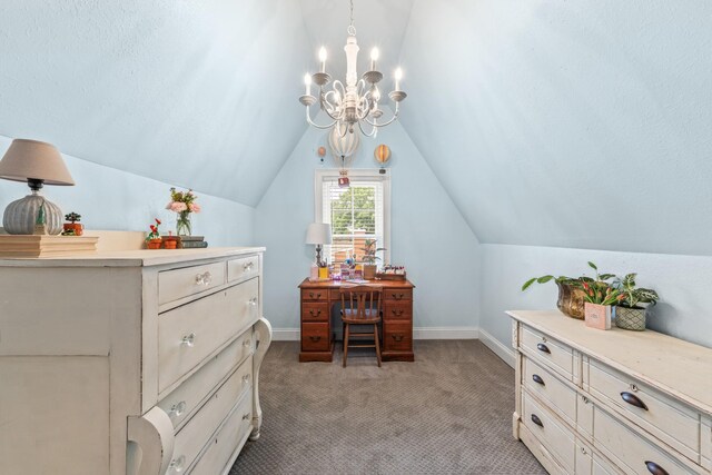813 Swanson Blvd, Fayetteville, TN 37334 - office space featuring light colored carpet, vaulted ceiling, a chandelier, and baseboards