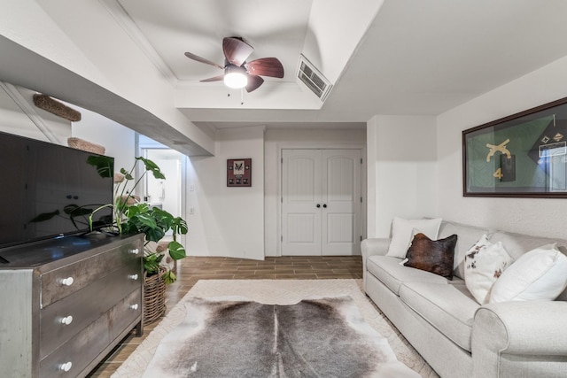 813 Swanson Blvd, Fayetteville, TN 37334 - living area with ceiling fan and crown molding