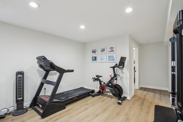 4151 Sadlersville Rd, Adams, TN 37010 - workout room with wood finished floors, recessed lighting, and baseboards