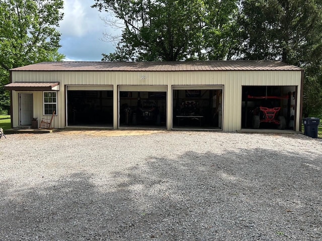 view of detached garage