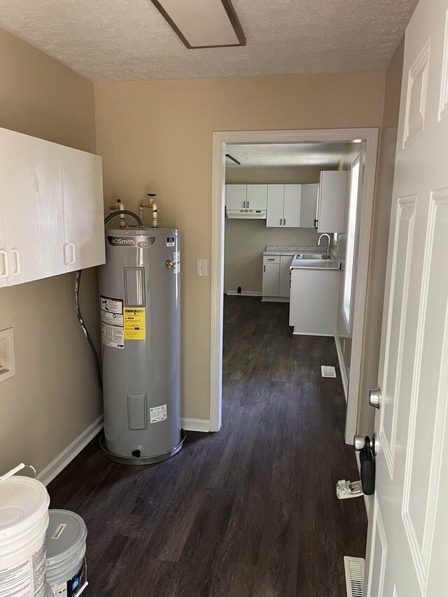 8315 Oak Springs Rd, Nunnelly, TN 37137 - utility room with electric water heater and a sink