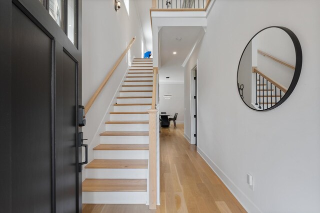 1541 Battlefield Dr Unit A, Nashville, TN 37215 - foyer with stairs, light wood-type flooring, baseboards, and recessed lighting