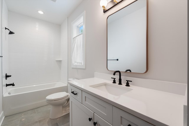 1541 Battlefield Dr Unit A, Nashville, TN 37215 - bathroom with vanity, toilet, bathing tub / shower combination, and recessed lighting