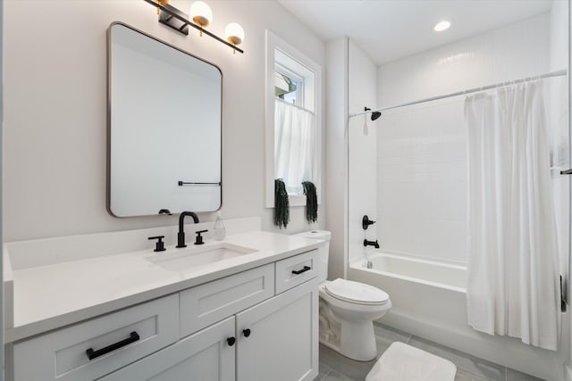 1541 Battlefield Dr Unit A, Nashville, TN 37215 - full bathroom featuring toilet, vanity, shower / bath combo, recessed lighting, and tile patterned floors
