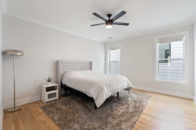 1541 Battlefield Dr Unit A, Nashville, TN 37215 - bedroom with ornamental molding, light wood-style floors, baseboards, and a ceiling fan