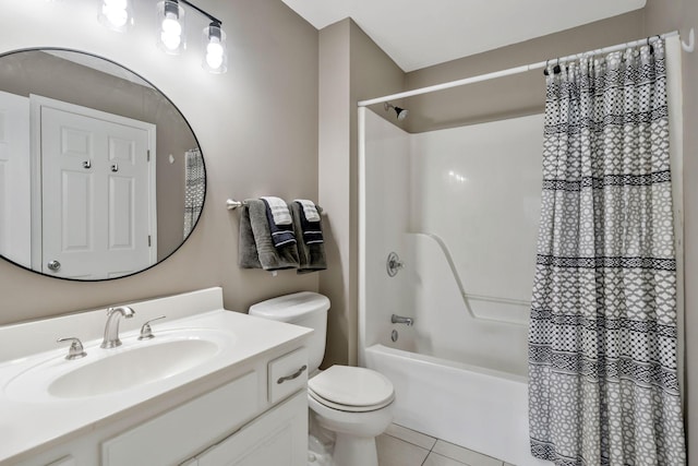 123 Eastdale Ln, Dickson, TN 37055 - full bath featuring toilet, tile patterned flooring, vanity, and shower / bathtub combination with curtain