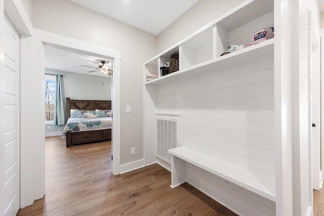 170 Autumn Trl, Dover, TN 37058 - mudroom featuring wood finished floors, ceiling fan, and baseboards