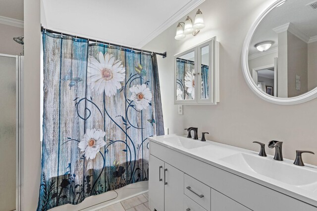 1172 Country Fields Ln, Clarksville, TN 37040 - full bathroom featuring crown molding and double vanity