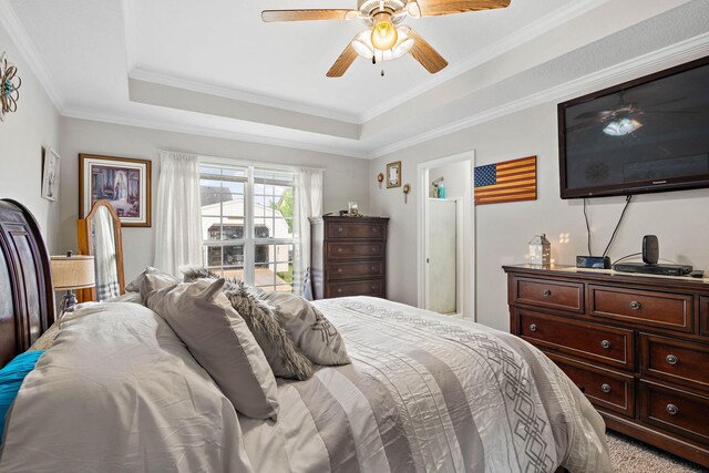 1172 Country Fields Ln, Clarksville, TN 37040 - bedroom featuring a raised ceiling, a ceiling fan, and crown molding