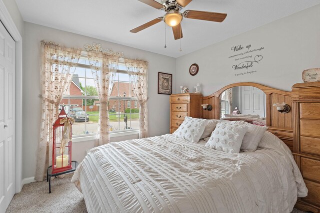 1172 Country Fields Ln, Clarksville, TN 37040 - bedroom featuring carpet floors, a closet, a ceiling fan, and baseboards