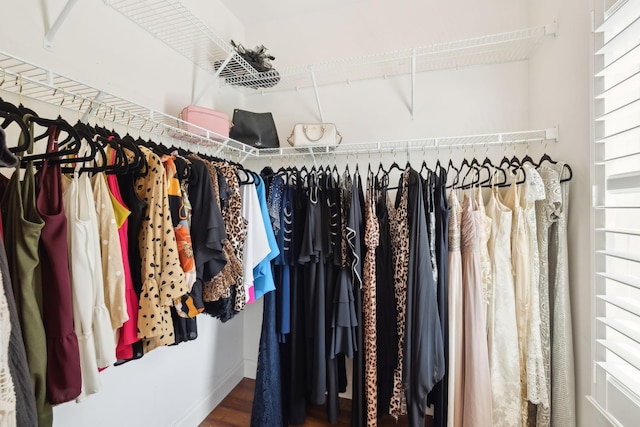 spacious closet with wood finished floors