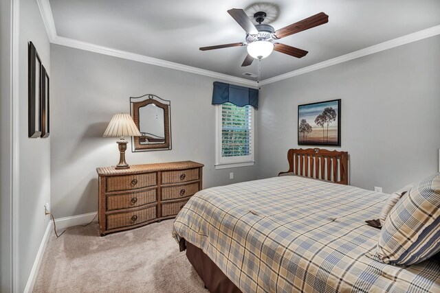 6018 Trotwood Ln, Spring Hill, TN 37174 - bedroom with carpet floors, baseboards, ornamental molding, and a ceiling fan