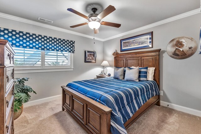 6018 Trotwood Ln, Spring Hill, TN 37174 - carpeted bedroom with baseboards, crown molding, and a ceiling fan