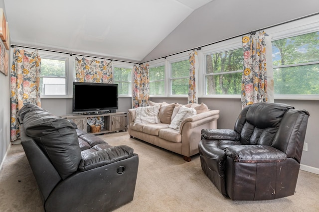247 High Cliff Dr, Hendersonville, TN 37075 - living area with lofted ceiling and carpet flooring