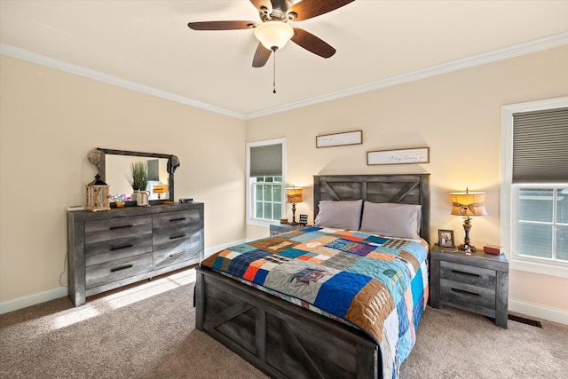 5004 Curtis Way, Cookeville, TN 38506 - bedroom featuring crown molding, carpet floors, baseboards, and a ceiling fan