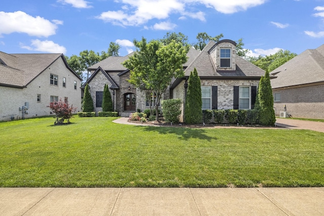 2979 Stewart Campbell Pt, Spring Hill, TN 37174 - french provincial home with a front yard, brick siding, and a shingled roof