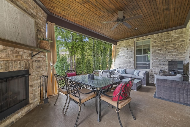 2979 Stewart Campbell Pt, Spring Hill, TN 37174 - view of patio with an outdoor living space with a fireplace, ceiling fan, and outdoor dining area