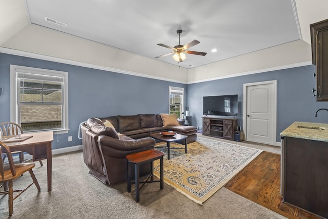 2979 Stewart Campbell Pt, Spring Hill, TN 37174 - living area with ceiling fan, vaulted ceiling, baseboards, and recessed lighting