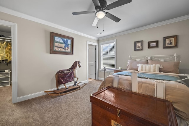2979 Stewart Campbell Pt, Spring Hill, TN 37174 - carpeted bedroom with crown molding, baseboards, and ceiling fan