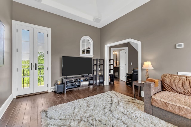 1477 S Harpeth Rd, Kingston Springs, TN 37082 - living area featuring french doors, wood finished floors, and baseboards
