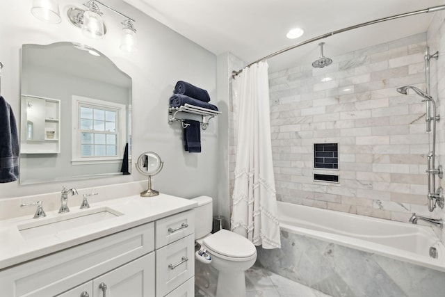 8757 Horton Hwy, College Grove, TN 37046 - bathroom with vanity, tiled shower / bath, and toilet