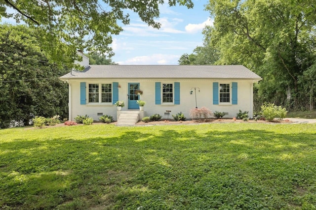 8757 Horton Hwy, College Grove, TN 37046 - ranch-style home with a front yard and a chimney