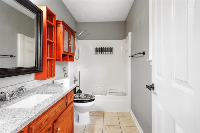 1306 Cason Trl, Murfreesboro, TN 37128 - full bath featuring a shower, tile patterned floors, toilet, vanity, and a textured ceiling